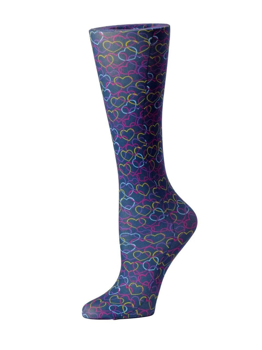 NEW Cutieful Therapeutic Compression Socks Fits Size 5-11 Black Linked Hearts